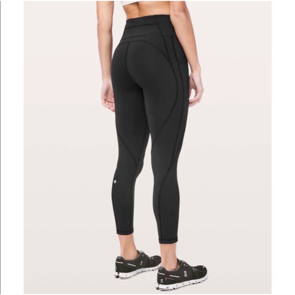 Lululemon Time To Sweat Tight Women 4 Black Excellent Pockets 25 Inch Crop - Picture 1 of 5
